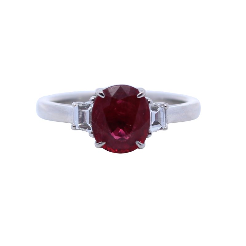 Estate platinum ruby and diamond ring